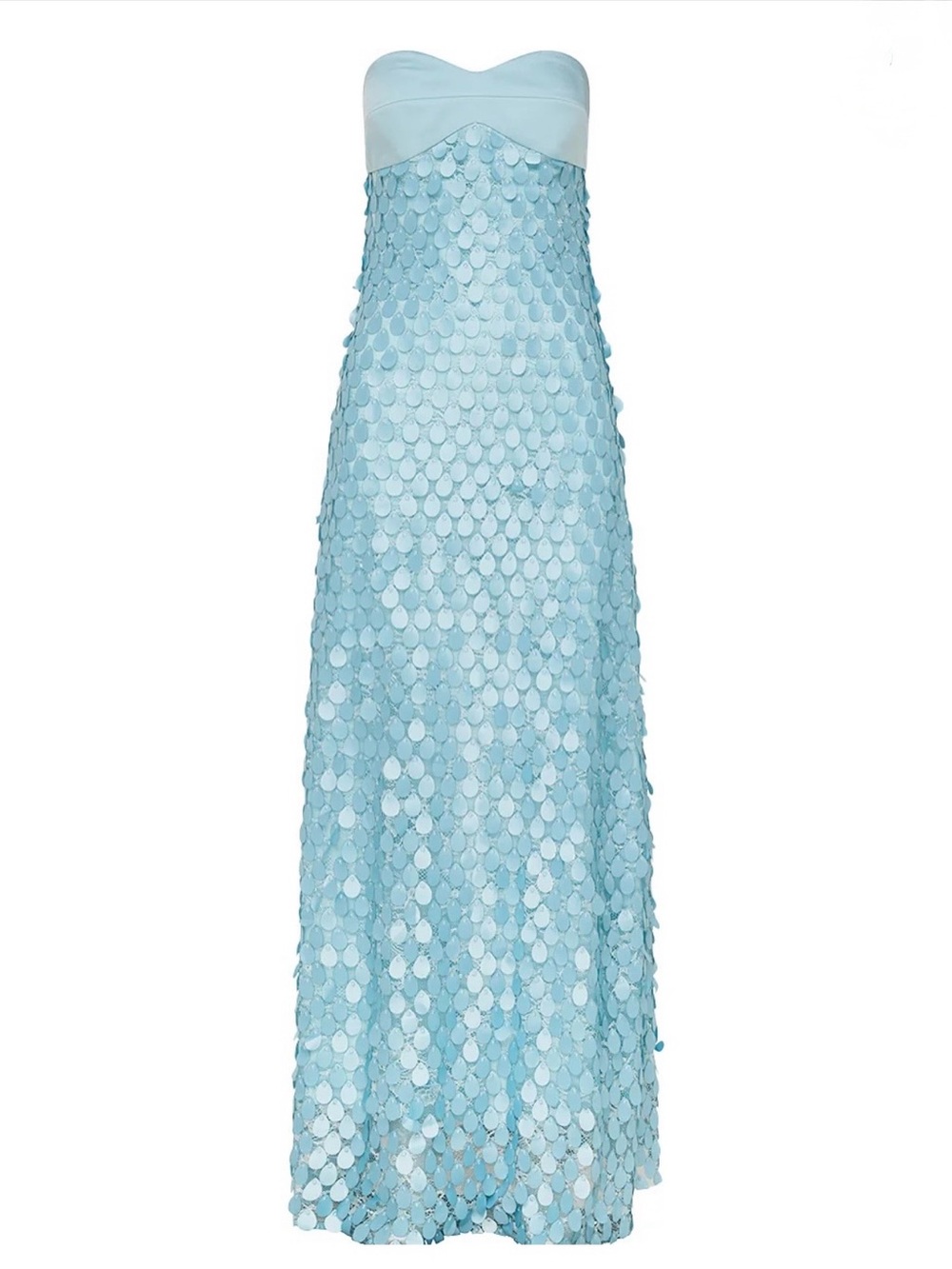 Strapless Light Blue Sequin Maxi Dress